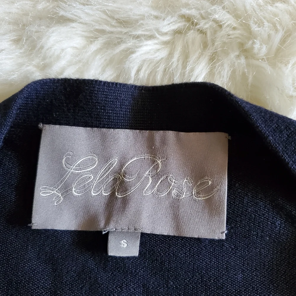 Lela Rose Navy Blue Lace and Cashmere Blend Sweater Size Small